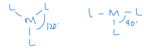 <ul><li><p>d10 ions = Ag+, Cu+, Au+</p></li><li><p>planar Y or T</p></li></ul><p></p>