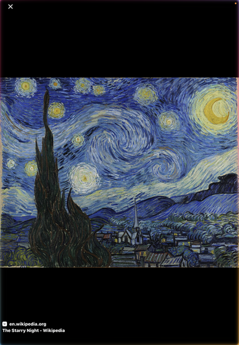 <p>Which element of art is MOST emphasized through the artist's repeated swirling brushstrokes in the sky?</p>