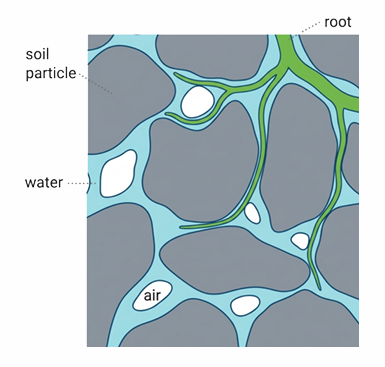 <ul><li><p>most active part of the unsaturated zone </p></li></ul><p></p><p>Formed by both:</p><ul><li><p>disintegration and decomposition of rocks by <strong>physical and chemical processes</strong> </p></li></ul><ul><li><p><strong>activity </strong>and <strong>accumulation </strong>of residues of numerous plants and animals </p></li></ul><p></p><p>→ is a complex mixture of solids (rock + organic material), liquids and gases</p>