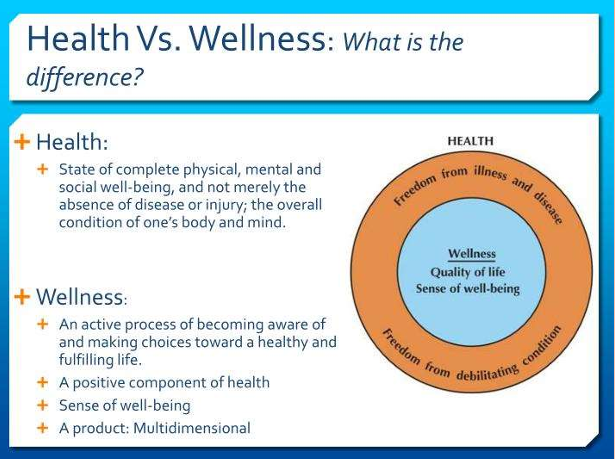 <p>Health is complete physical, mental and social well-being and not merely the absence of disease or injury; the overall condition of one’s body and mind</p>