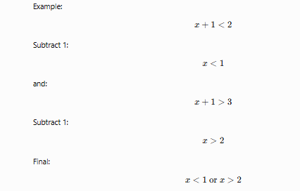 <ul><li><p>Solve each inequality separately.</p></li><li><p>Combine answers using AND or OR.</p></li></ul><p></p>