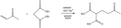 <p>1. Catalyst: EtO-Na+</p><p>2. Solvent: EtOH</p>