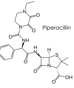 <p>[EXTENDED SPECTRUM PENICILLINS / ANTIPSEUDOMONAL PENICILLINS]</p><p>a. Carbenicillin</p><p>b. Ticarcillin</p><p>c. Piperacillin</p><p>d. Azlocillin</p><p>e. Mezlocillin</p>