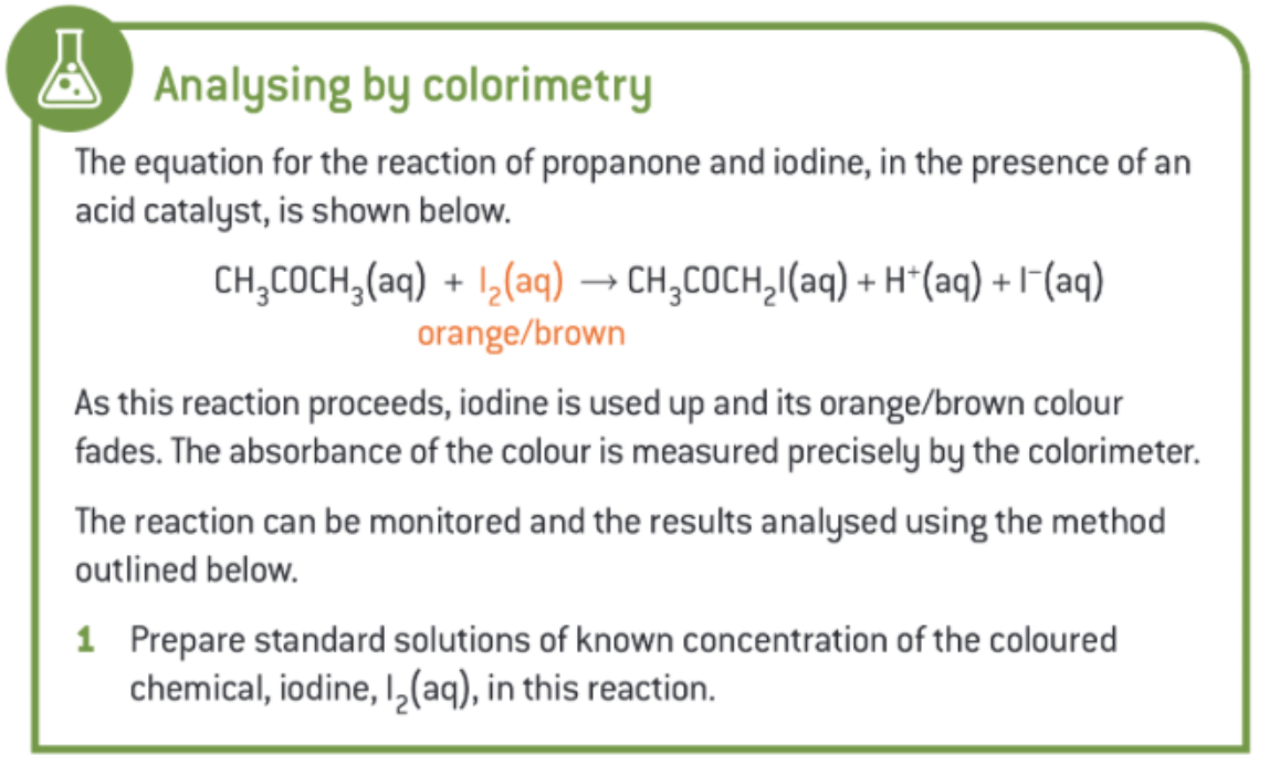 <p>analysing by colorimetry:</p>