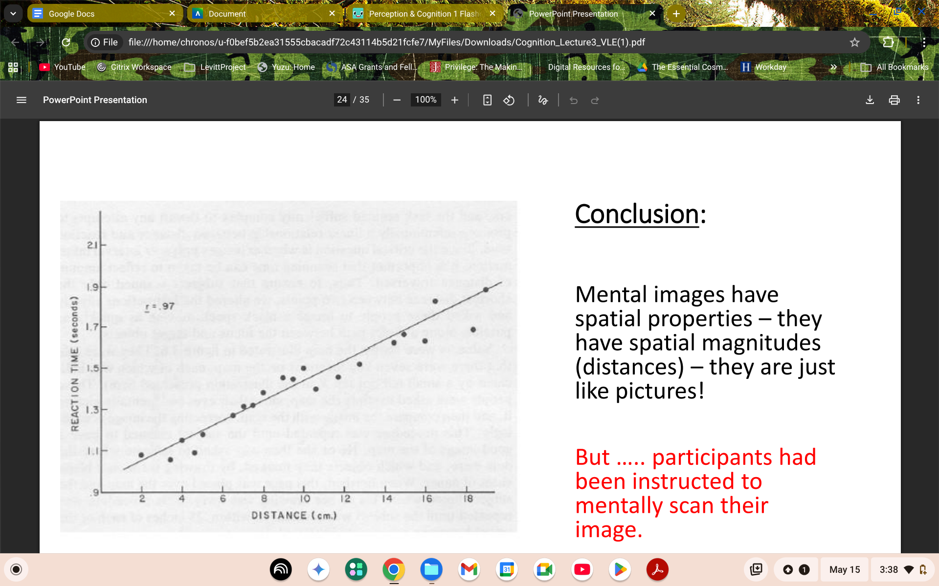 <p>Are there really pictures inside the head? A better conclusion is that the evidence suggests that when reasoning visually humans naturally adopt a strategy of mental stimulation which in turn reflects how perception and problem solving are closely linked</p>