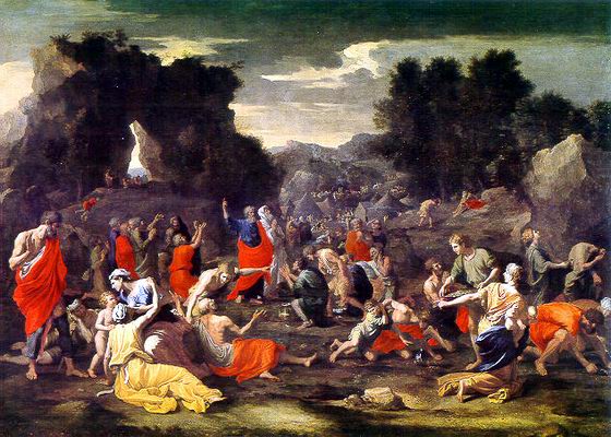 <p><span>Nicolas Poussin: </span><em>Mannahullás</em><span>, </span></p>