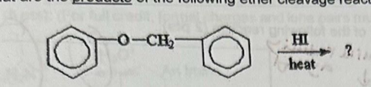 <p>What are the products of the following ether cleavage reaction? </p>