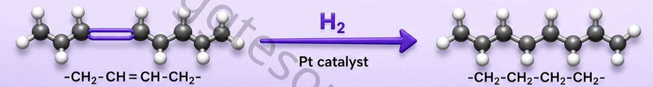 <p>Hydrogenation (C=C →(Pt)→ C-C)</p>