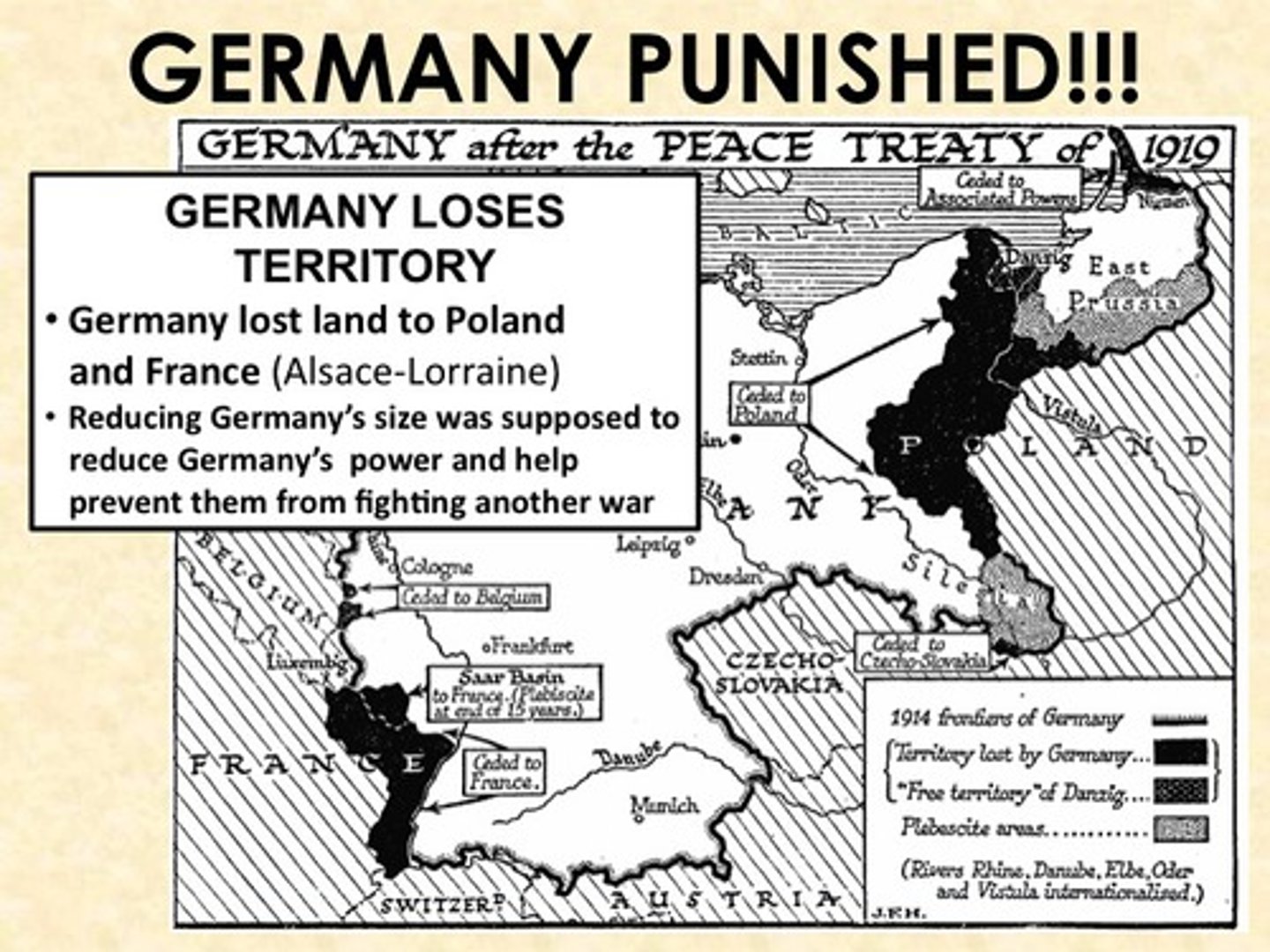 <p>1) pay billions of dollars in damages</p><p>(also called reparations)</p><p>2) give up land</p>