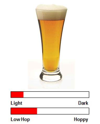 <ul><li><p>Light, crisp, slightly bitter</p></li><li><p>type of lager</p></li><li><p>light to golden in colour</p></li></ul><p></p>