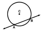<p>A line that intersects a circle at two points.</p>