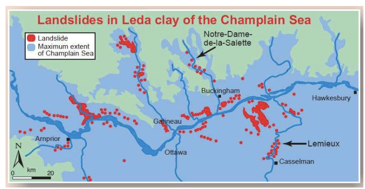 <p>Landslides occur because of the clays</p>