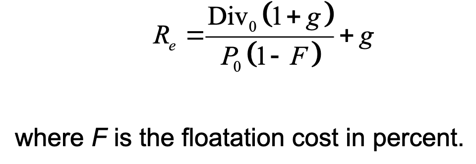 <p>where f is floatation cost in %</p>