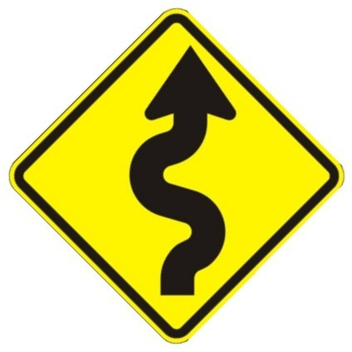 <p>This sign means:</p><p>a. Winding road ahead.</p><p>b. Do not enter.</p><p>c. Pedestrian crossing.</p>