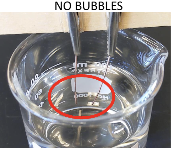 <p>If bubbles <strong>do not</strong> form, the solution contains <strong>nonelectrolytes</strong>. E.g. acetone, fructose, alcohol</p>