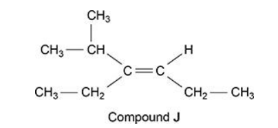 <p>Compound J is one of a pair of stereoisomers</p><p>Explain:</p><p>• what stereoisomers are</p><p>• how E-Z stereoisomerism occurs</p><p>• how the Cahn-Ingold-Prelog rules can be used to decide whether compound J is an E or Z isomer. (6) </p>