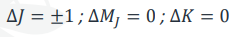 <ul><li><p>K = 0, there is no angular momentum component along the symmetry axis.</p></li><li><p>M<sub>J</sub> = 0, there is no angular momentum in the z component.</p></li></ul><p></p>