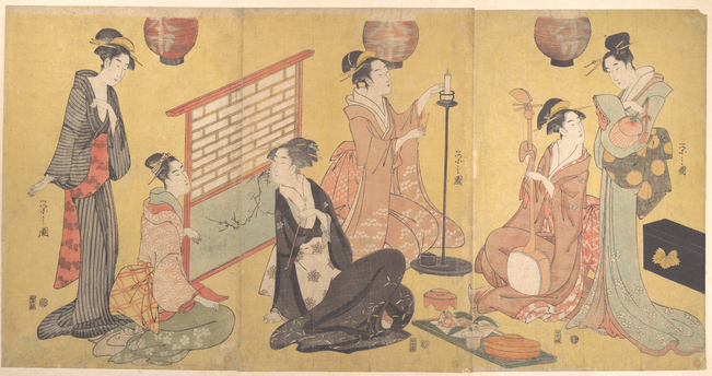 <p>Geisha preparing for entertainment</p>