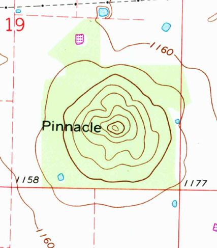 <p>About how high is that "pinnacle" just south of Prairie Grove?</p>