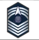 <p>E-9; 4 lower chevrons plus 3 orbital arcs above globe/delta</p>