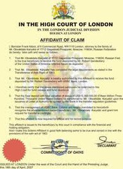 <p>a sworn written statement</p><p>The defense lawyer had a sworn ________ from witnesses claiming his client was innocent of the crime charged against him.</p>