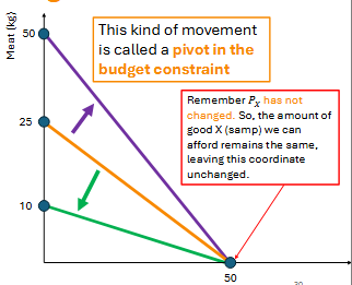 <p></p><ul><li><p>Change in <mark data-color="#ff1414" style="background-color: rgb(255, 20, 20); color: inherit;">PRICE OF GOODS</mark> </p></li><li><p><strong>INCOME </strong>stays constan</p></li></ul><p></p>