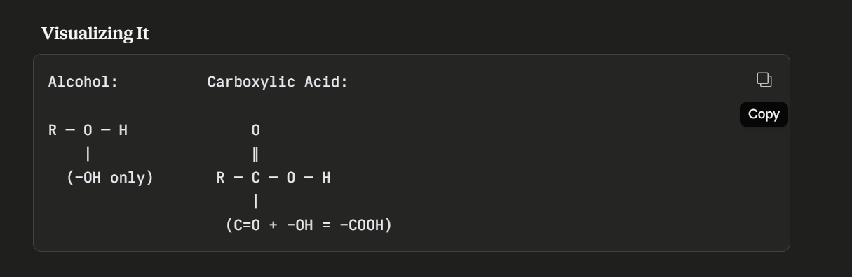 <p>Briefly explain the difference between an alcohol and a carboxylic acid.</p>