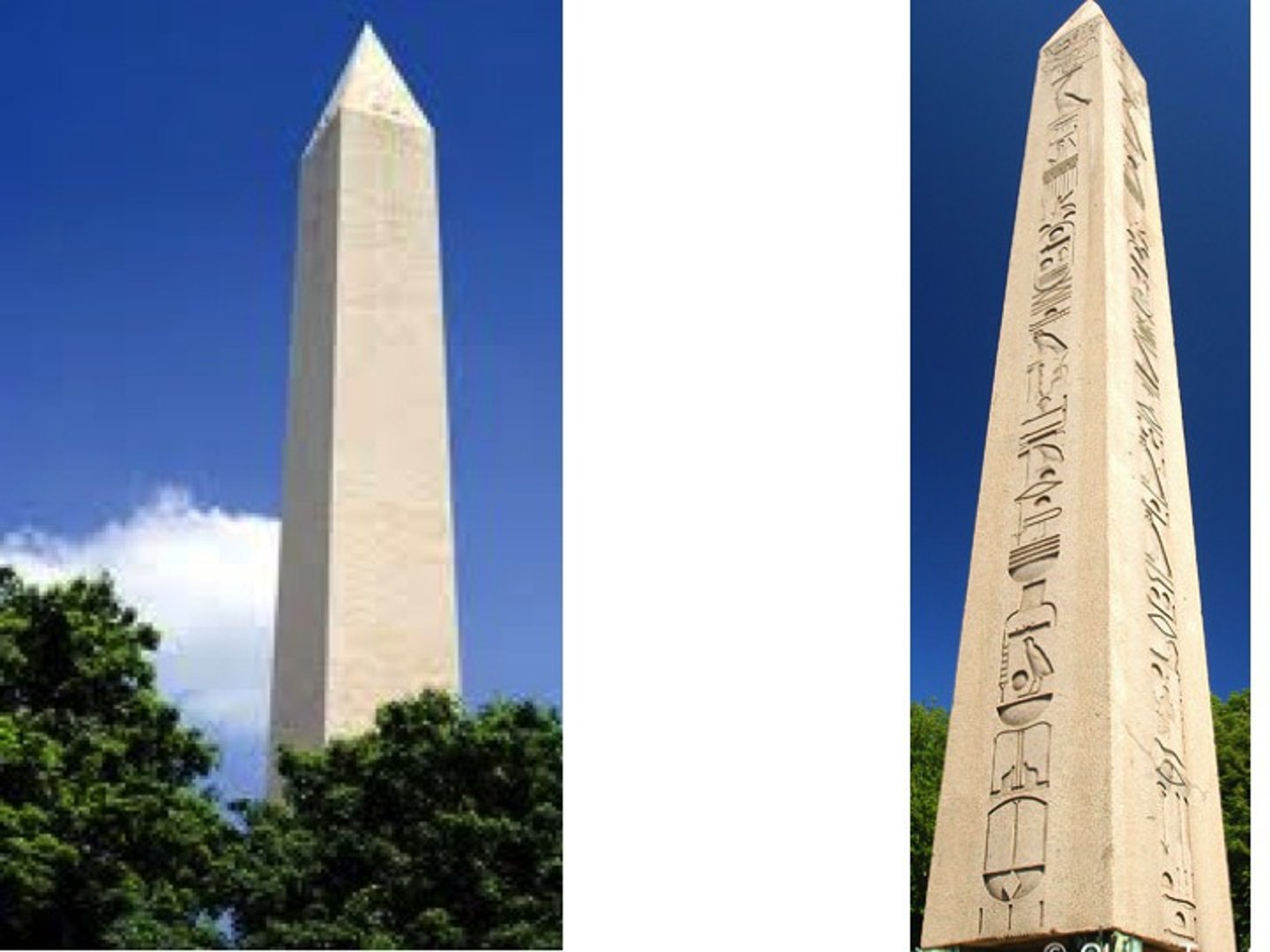 <p>A tall, four-sided pillar that is pointed on top</p>