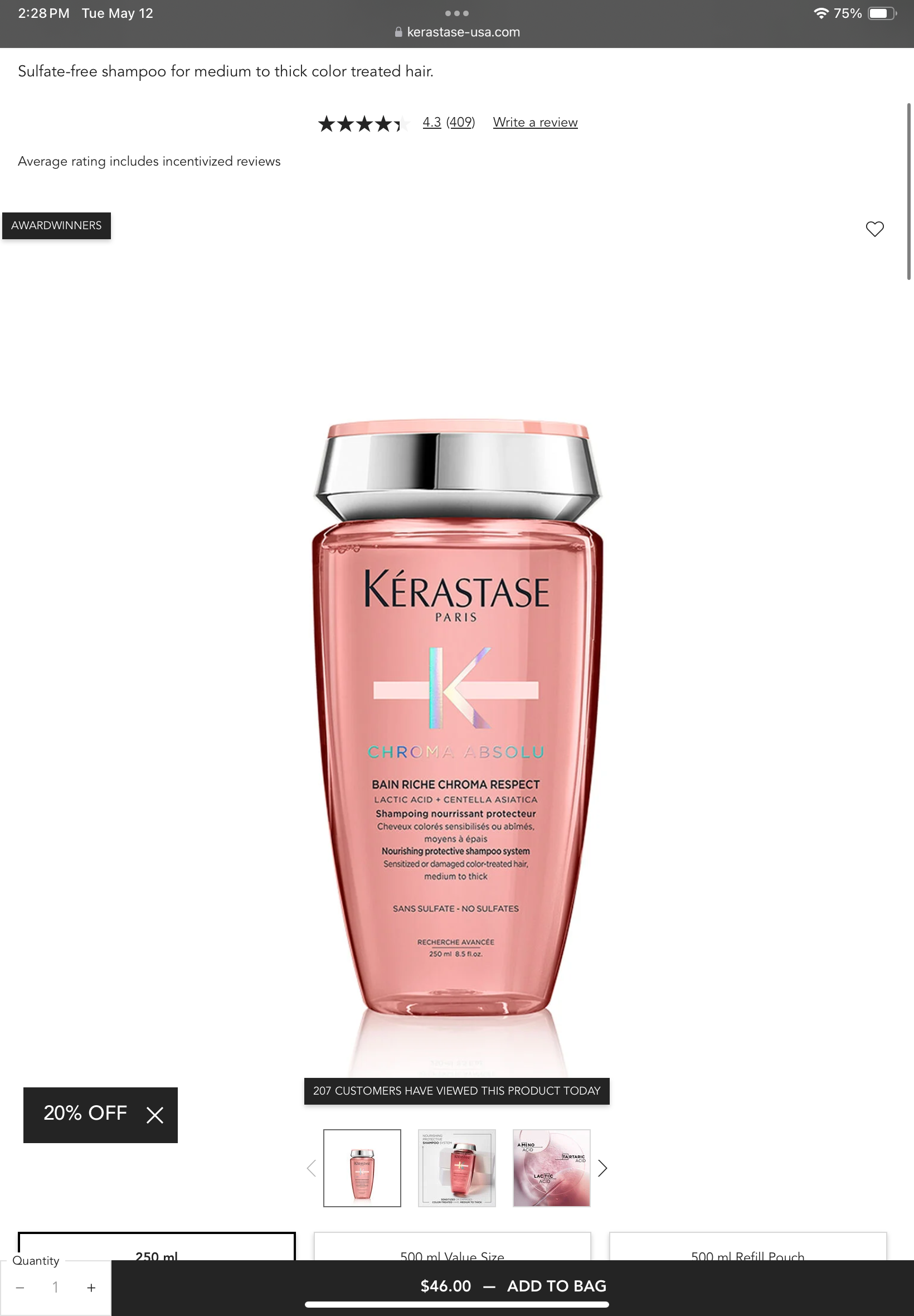 <p>Chroma absolu Bain riche chroma respect shampoo</p>