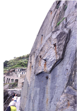<p>Reinforcement of these slopes include:</p><p><u>• Rock bolts and mechanical and other types of anchors.</u></p><p><u>• Because seepage is also a contributing factor to rock instability, drainage away from the rock mass should be considered and addressed as a mitigative means.</u></p>