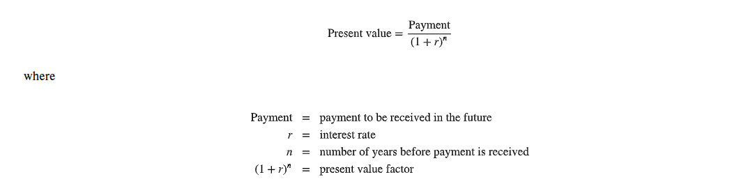 <p>The interest-adjusted value of future payment streams.</p>