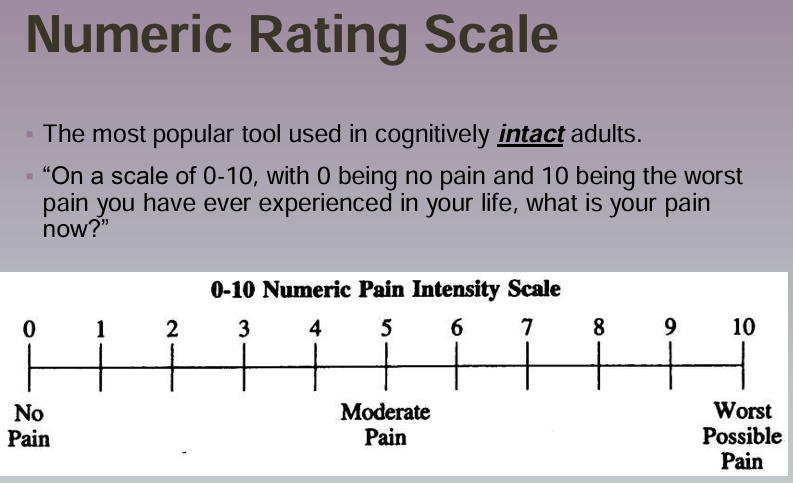 <p>Please rate your pain from 0 to 10. 0 indicating no pain and 10 representing the worst possible pain, how bad is your pain right now?</p>
