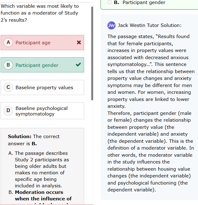 <p>A moderator variable influences the strength or direction of the relationship between two variables</p>