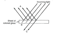 <p>Which rays have been reflected by the glass?</p>