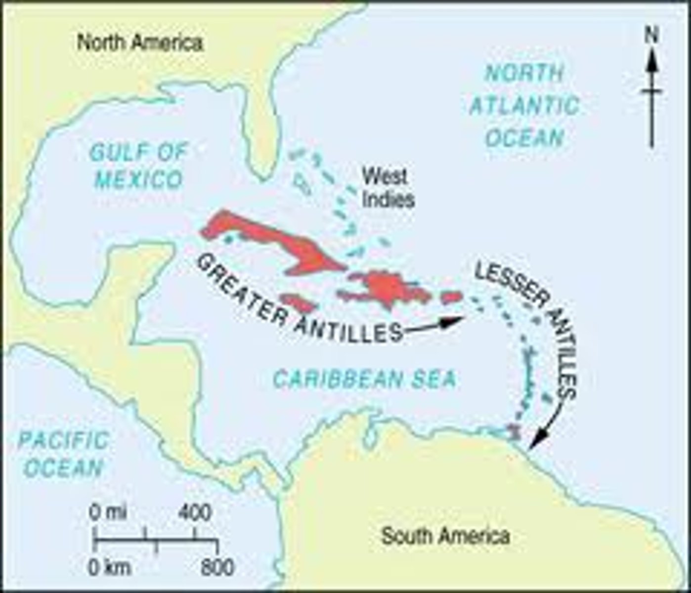 <p>les Antilles, antillais (2x)</p>