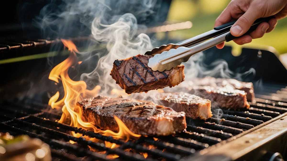 <p>grill</p><p>( I like to grill fish in summer. )</p>