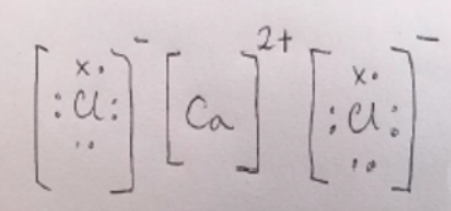 <p>Since CaCl2 is an<strong> ionic compound</strong>, <strong>add + &amp; - charges</strong></p>