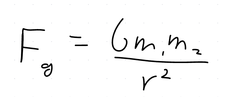 <p>G = 6.67 × 10^-11 Nm²/kg²</p><p></p>
