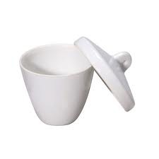 <p>Porcelain; used to heat small amounts of solid substances at high temperatures</p>
