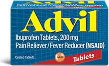 <p>ibuprofen</p><p>5-10 mg/kg q6-8 hr prn child</p><p>rx: 800mg q6-q8 prn</p>