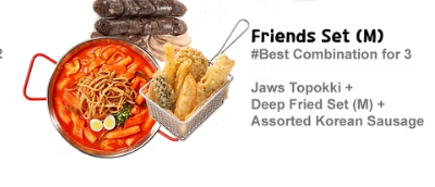 <p>Contains an assortment of Jaws favorites: Jaws, Topokki, Deep fried set (M) and Assorted Korean Sausage </p>