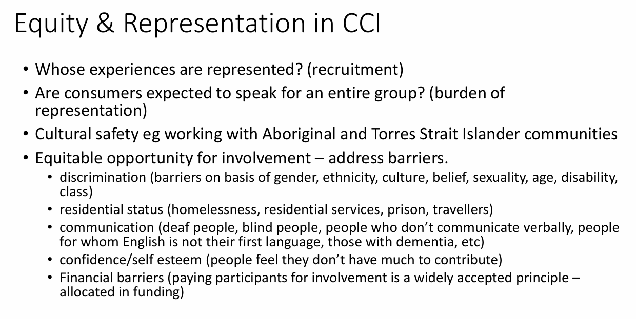 <p>What equity and representation barriers must CCI address?</p>