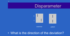 <p>On the Disparometer, what is the direction of the deviation shown?</p>