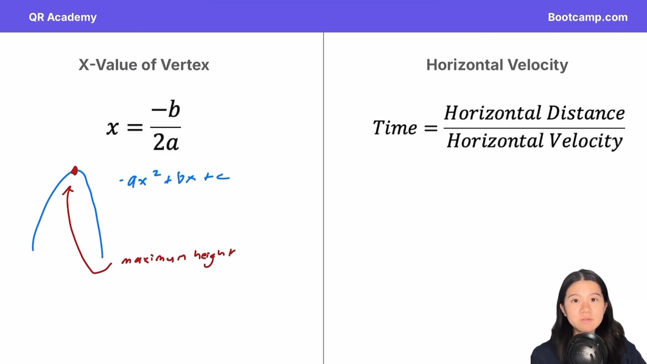 <p>time = horizontal distnace/horizontal velocity </p>