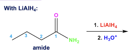 <p>amide + LiAlH4 ————></p>