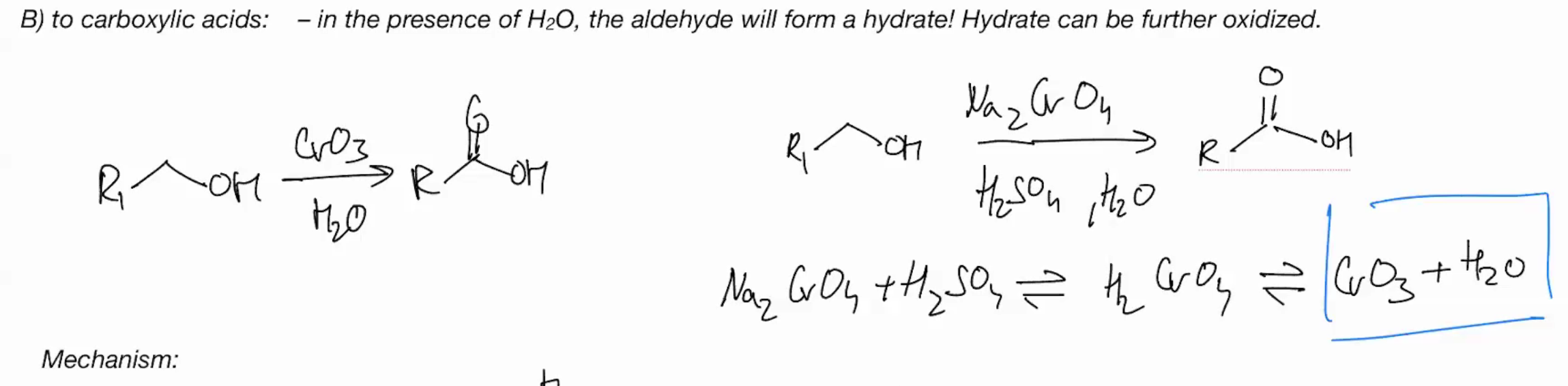 <p>Oxidations of primary OH with Chromium - OH into a carboxylic acid</p>
