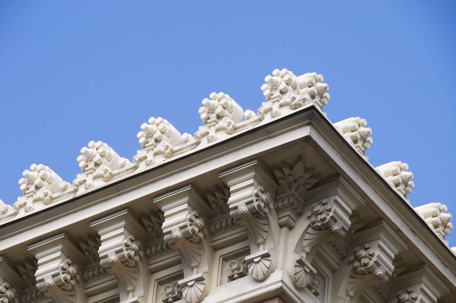 <p>The part of the roof that extends out from the wall. (focuses more on decoration than eave)</p>