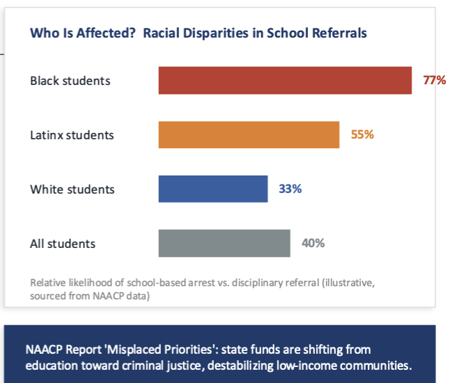<p>set of policies and practices that funnel students, especially those from marginalized communities, out of schools and into the criminal justice system</p><ul><li><p>zero-tolerance policies</p></li></ul><p></p>
