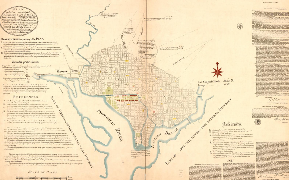 <p>Pierre Charles L’Enfant, Plan for Washington, DC (1791)</p>