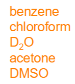 <p>What are the residual ¹H peak of different solvents?</p>